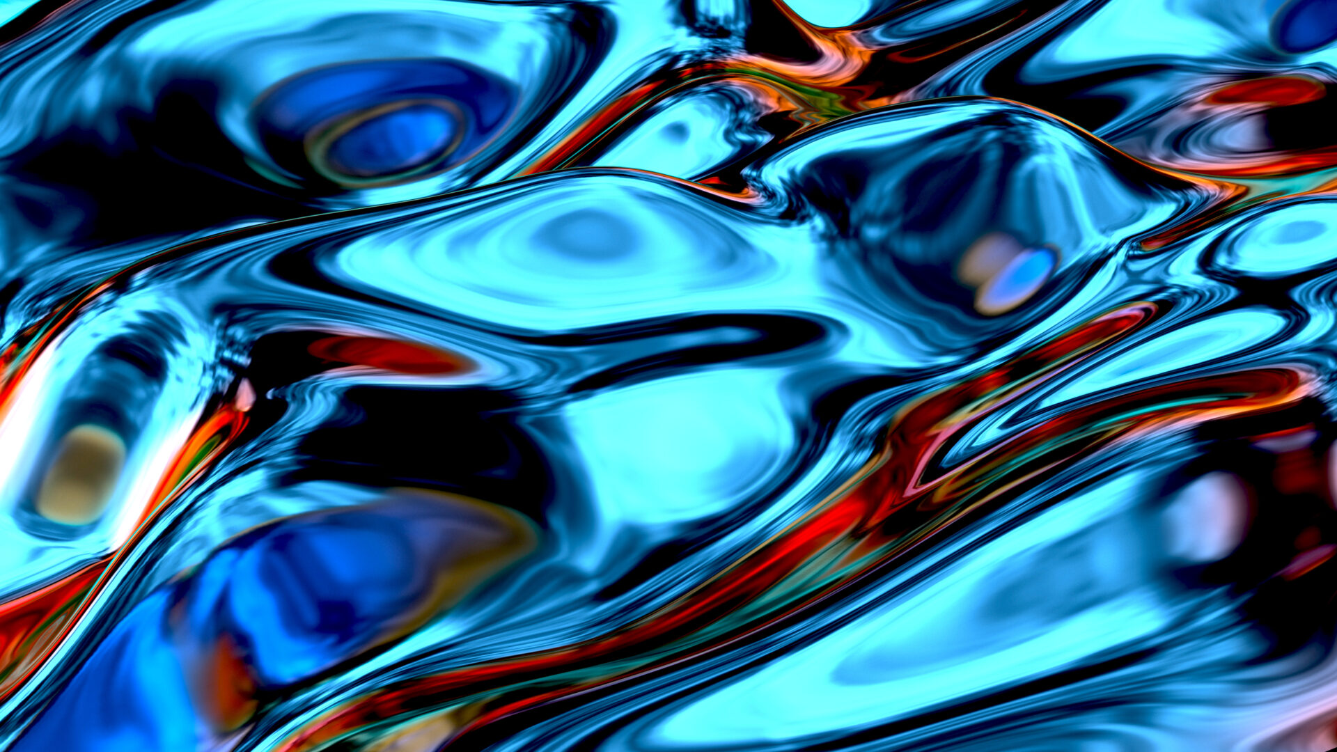 Abstract colorful liquid background, holographic surface, reflection. 3d rendering