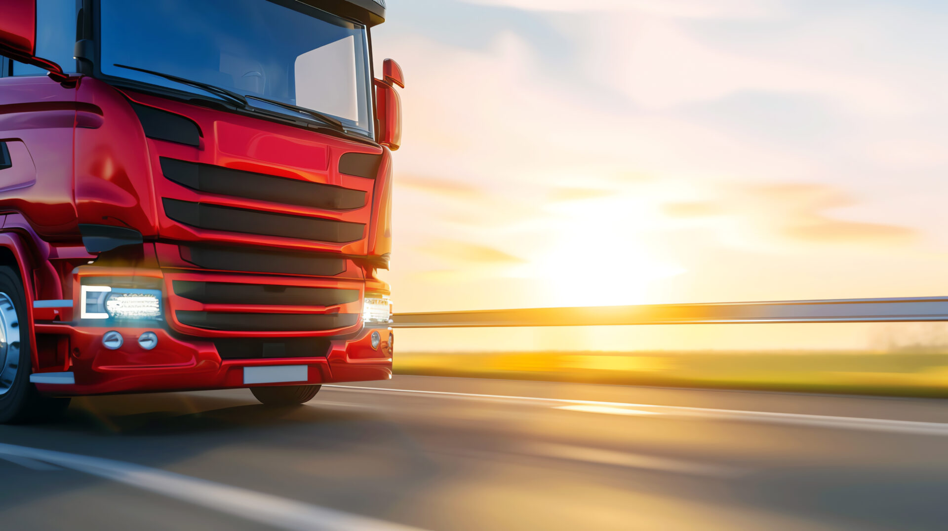 truck at sunset, AI generated image